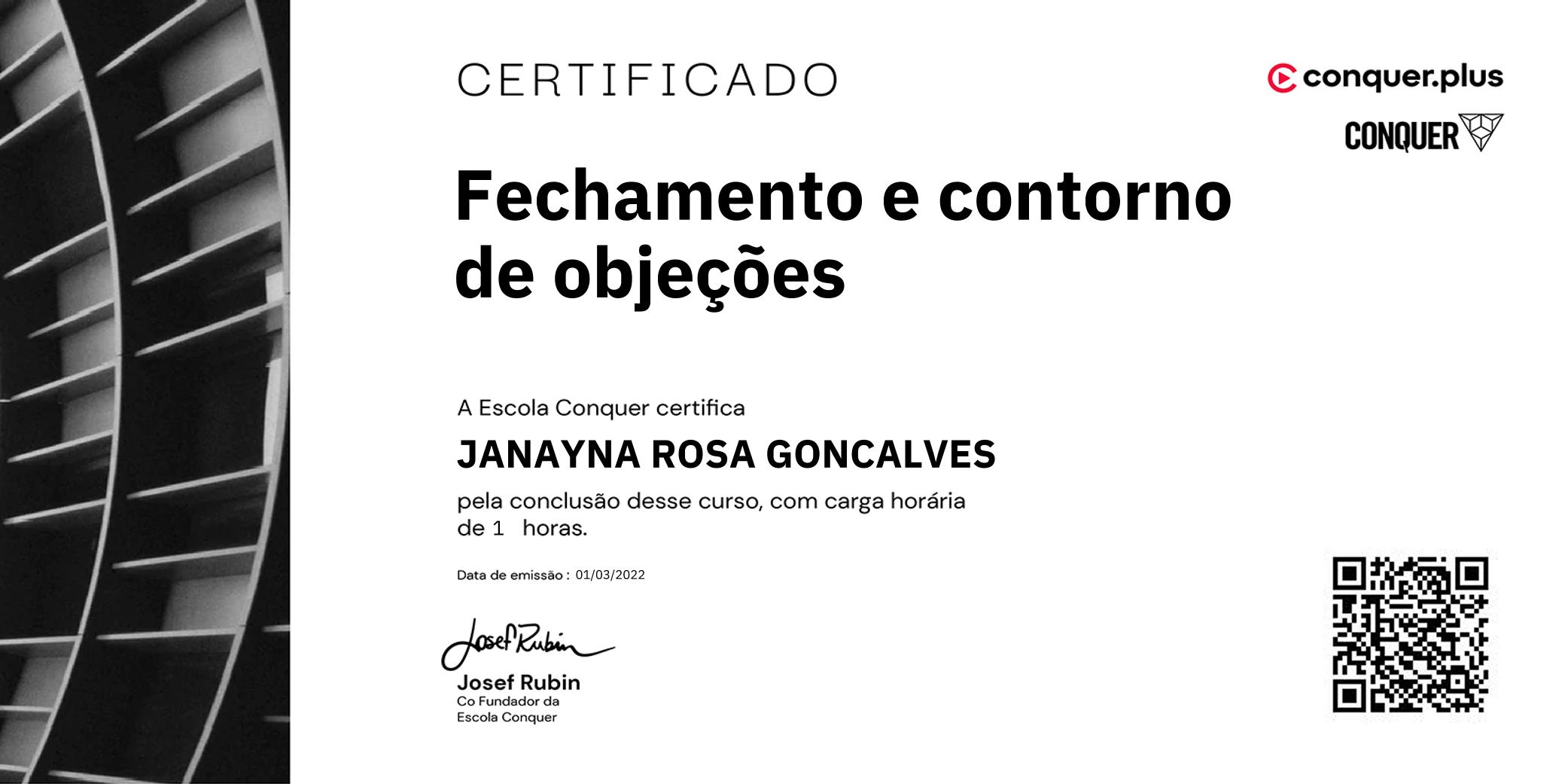 Certificado de Fechamento e contorno de objeções